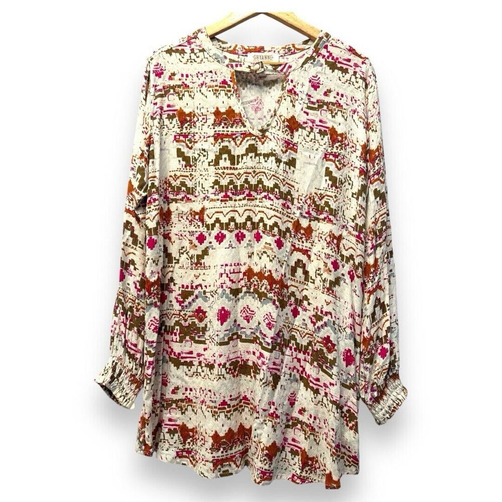 Boho Geometric Pattern Retro Casual Long Sleeve B… - image 1